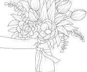 Coloriage Un bouquet de fleurs &agrave; la main