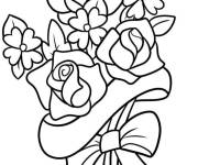 Coloriage Un bouquet de fleurs bonne f&ecirc;te maman