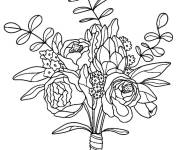 Coloriage Un cadeau et un bouquet de fleurs