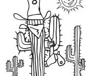 Coloriage Cactus comme un cowboy