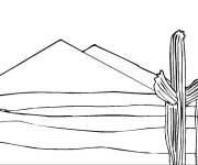 Coloriage Cactus devant les pyramides
