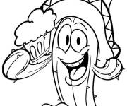 Coloriage Cactus en chapeau mexicain