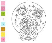 Coloriage Cactus en pot par num&eacute;ro