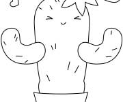 Coloriage et dessins gratuit Cactus kawaii à imprimer