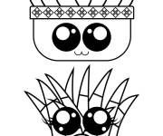 Coloriage Deux cactus mignons en pot kawaii
