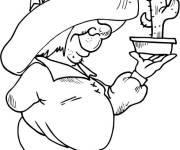 Coloriage Homme avec un pot de cactus