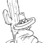 Coloriage Mexicain assis sous un cactus