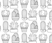 Coloriage Motifs de Cactus en pot pour enfants
