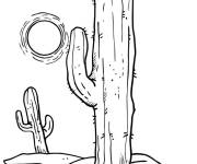 Coloriage Paysage de cactus du d&eacute;sert