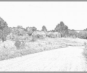 Coloriage Campagne paysage r&eacute;aliste