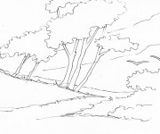 Coloriage Campagne stylis&eacute; en noir
