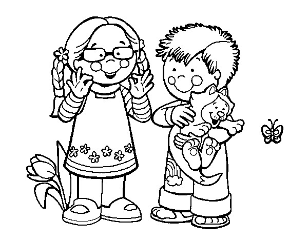 Coloriage et dessins gratuits Des enfants heureux Campagne à imprimer
