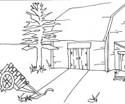 Coloriage La ferme &agrave; la Campagne facile