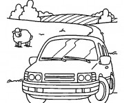 Coloriage La voiture à la Campagne