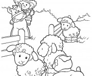 Coloriage et dessins gratuit Petit Fermier avec ses Animaux à imprimer