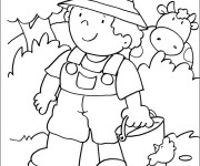 Coloriage et dessins gratuit Petit Fermier dans La Campagne à imprimer