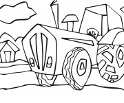 Coloriage Tracteur à la Campagne