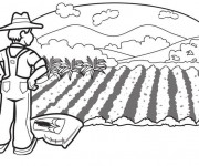 Coloriage Un paysan &agrave; la Campagne