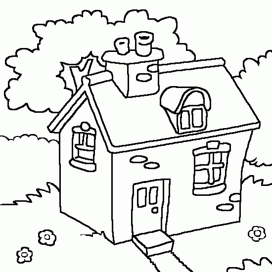 Coloriage Une maison dans la Campagne dessin gratuit à imprimer