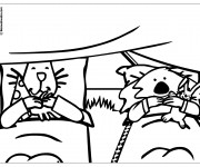 Coloriage et dessins gratuit Animaux dorment dans leur tente de Camping à imprimer