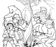 Coloriage Camping amusant stylis&eacute;