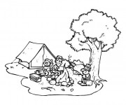 Coloriage Camping en plein air