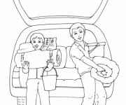 Coloriage Camping en voiture