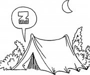 Coloriage Camping La Nuit