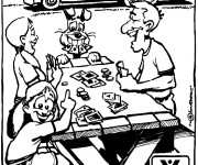 Coloriage Famille heureuse en Camping