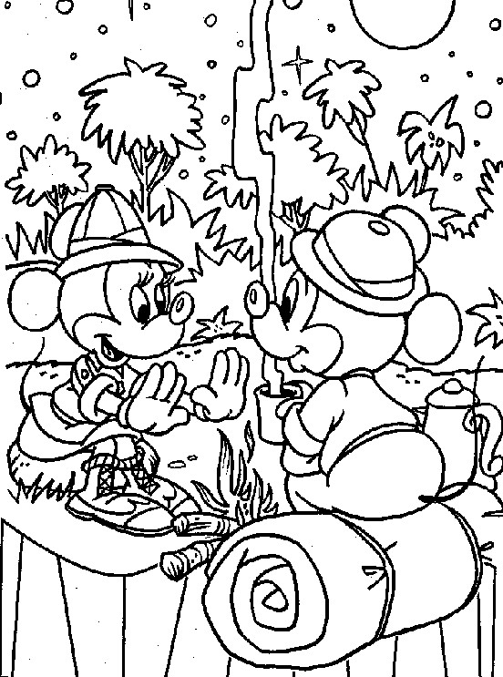 Coloriage et dessins gratuits Mickey Mouse Camping à imprimer