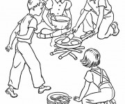 Coloriage Repas en Camping