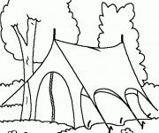 Coloriage Tente Camping mont&eacute;