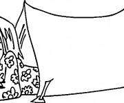 Coloriage une fille lit sous sa tente Camping