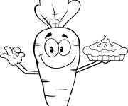 Coloriage Carotte chef avec une tarte