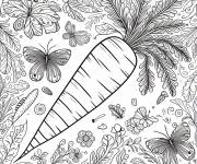 Coloriage Carotte et &eacute;l&eacute;ments de la nature
