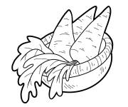 Coloriage Carottes avec racines dans un panier
