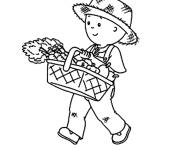 Coloriage L'enfant r&eacute;colte les carottes