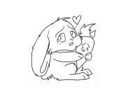 Coloriage Lapin avec carotte Chibi