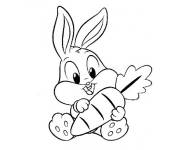 Coloriage Lapin mignon tenant une carotte