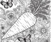 Coloriage Une carotte entre les papillons