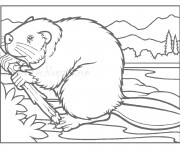 Coloriage et dessins gratuit Castor et Le bois à imprimer