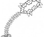 Coloriage Cerf-volant chinois sous Les Nuages