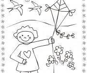 Coloriage Cerf-volant dans La Nature