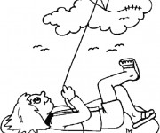 Coloriage Cerf-volant en plein air