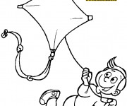 Coloriage Cerf-volant pilot&eacute; par L'enfant