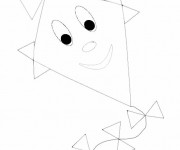Coloriage Cerf-volant souriant en l'air