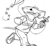Coloriage Souris fait voler Le Cerf-volant