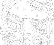 Coloriage et dessins gratuit champignon dans l’herbe pour enfants à imprimer