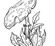 Coloriage Champignon en feuilles en couleur