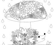 Coloriage Champignon et hérisson magique